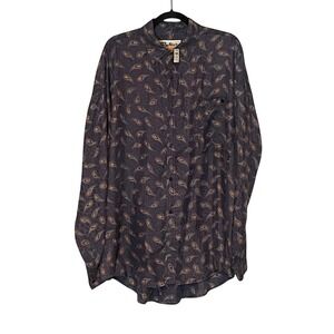 Vintage 90s PROTEST 100% Silk Button Up Shirt NWT Deadstock Abstract Paisley L